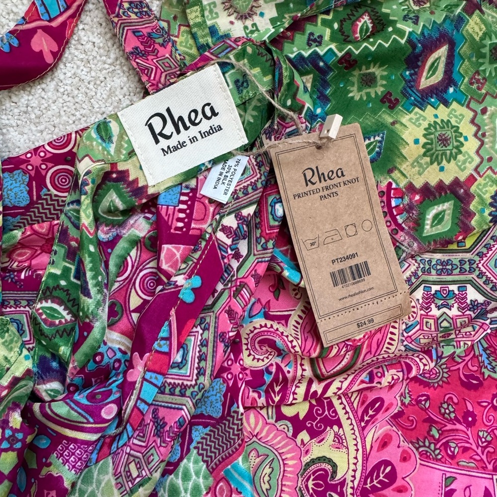 NWT Rhea Printed Front Know Multicolor Patterned Pants - Picture 2 of 3